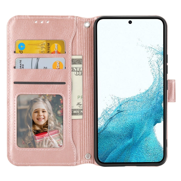 For Samsung Galaxy A14 5G Oil Skin Zipper Wallet Leather Phone Case(Rose Gold) - Galaxy Phone Cases by buy2fix | Online Shopping UK | buy2fix