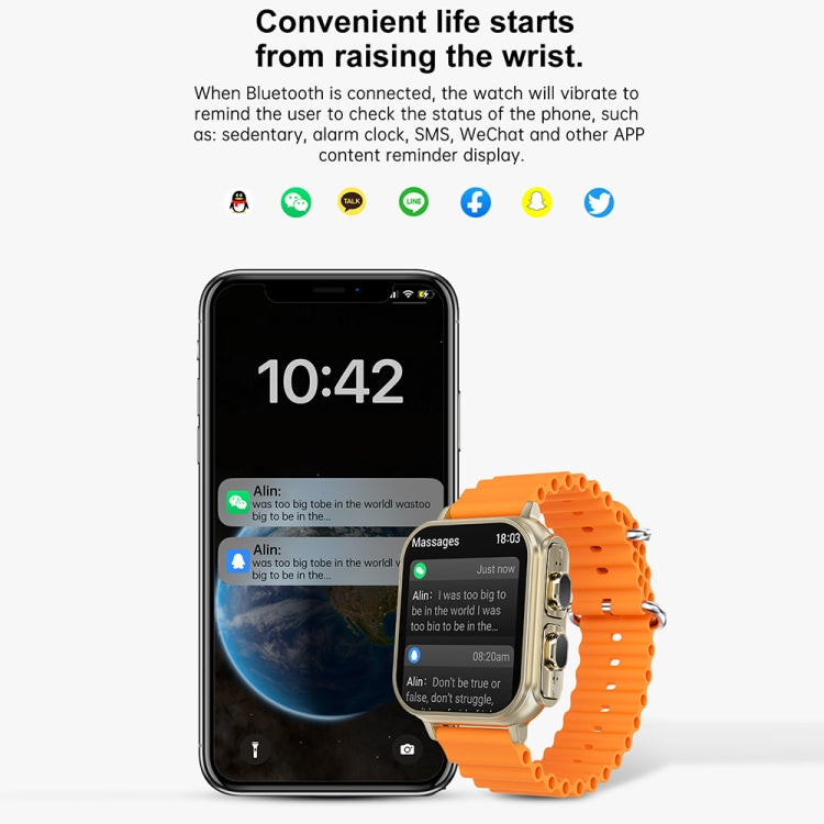 N22 2 in 1 1.96 inch HD Display Sport Bluetooth Call Earphone Smart Watch(Orange) - Smart Wear by buy2fix | Online Shopping UK | buy2fix