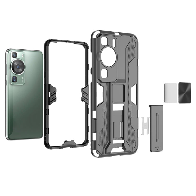 For Huawei P60 / P60 Pro Supersonic Holder PC Soft TPU Phone Case(Silver) - Huawei Cases by buy2fix | Online Shopping UK | buy2fix