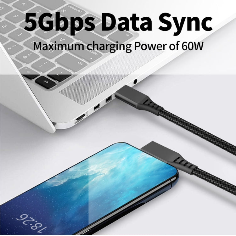 6m USB-C / Type-C to USB-C / Type-C Elbow 5Gbps 60W USB3.1 Gen1 Fast Charging Data-sync Cable(Black) -  by buy2fix | Online Shopping UK | buy2fix