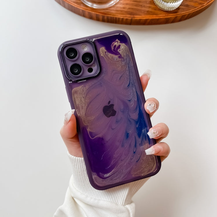 For iPhone 12 Pro Max Oil Painting Electroplating TPU Phone Case(Purple) - iPhone 12 Pro Max Cases by buy2fix | Online Shopping UK | buy2fix