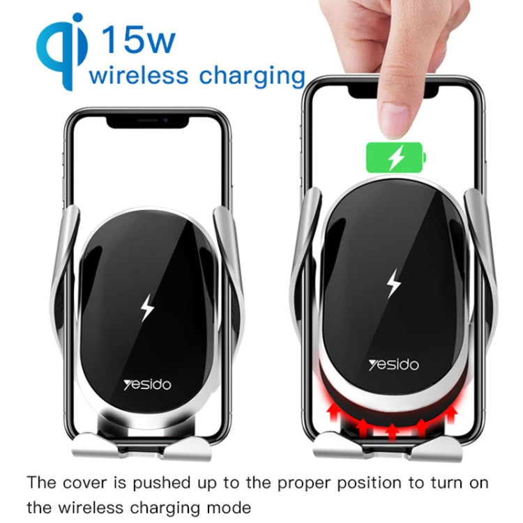 Yesido C78 Car Automatic Clamping 15W Qi Wireless Charger Phone Holder(Black) - Wireless Charger Holders by Yesido | Online Shopping UK | buy2fix