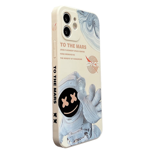For iPhone 14 Plus Martian Astronaut Pattern Shockproof Phone Case(White) - iPhone 14 Plus Cases by buy2fix | Online Shopping UK | buy2fix