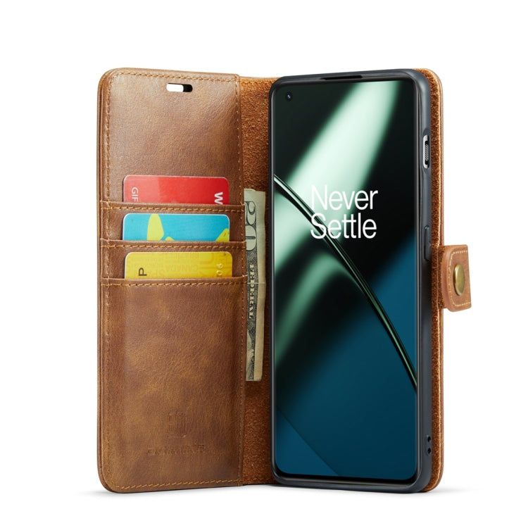 For OnePlus 11 DG.MING Crazy Horse Texture Detachable Magnetic Leather Case(Brown) - OnePlus Cases by DG.MING | Online Shopping UK | buy2fix