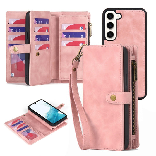 For Samsung Galaxy S21 5G Zipper Wallet Detachable MagSafe Leather Phone Case(Pink) - Galaxy S21 5G Cases by buy2fix | Online Shopping UK | buy2fix