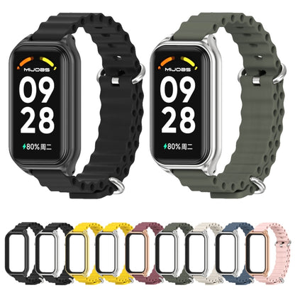 For Redmi Band 2 Mijobs Metal Shell Ocean Silicone Watch Band(Yellow Silver) - Watch Bands by MIJOBS | Online Shopping UK | buy2fix