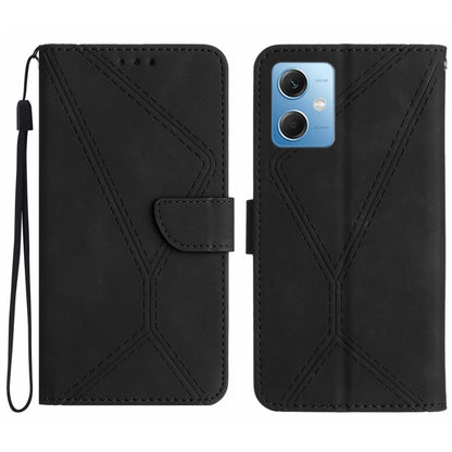 For Xiaomi Redmi Note 12 5G Stitching Embossed Leather Phone Case(Black) - Note 12 Cases by buy2fix | Online Shopping UK | buy2fix