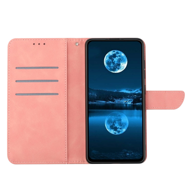 For Xiaomi POCO M5 / M4 5G Stitching Embossed Leather Phone Case(Pink) - Xiaomi Cases by buy2fix | Online Shopping UK | buy2fix