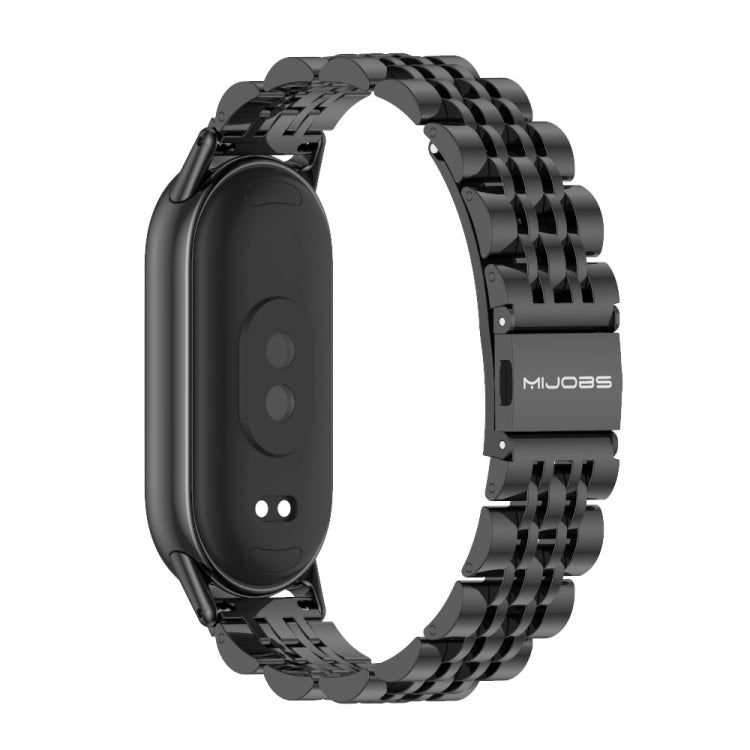 For Xiaomi Mi Band 8 / 9 / 9 NFC Mijobs Seven Bead Stainless Steel Watch Band(Black) - Watch Bands by MIJOBS | Online Shopping UK | buy2fix