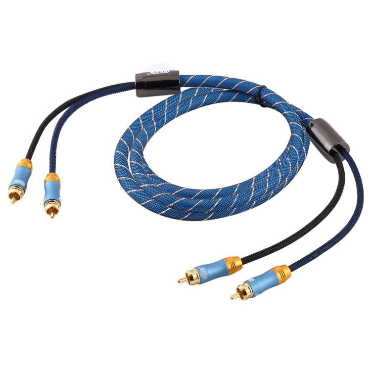 EMK 2 x RCA Male to 2 x RCA Male Gold Plated Connector Nylon Braid Coaxial Audio Cable for TV / Amplifier / Home Theater / DVD, Cable Length:2m(Dark Blue) - Audio Optical Cables by EMK | Online Shopping UK | buy2fix