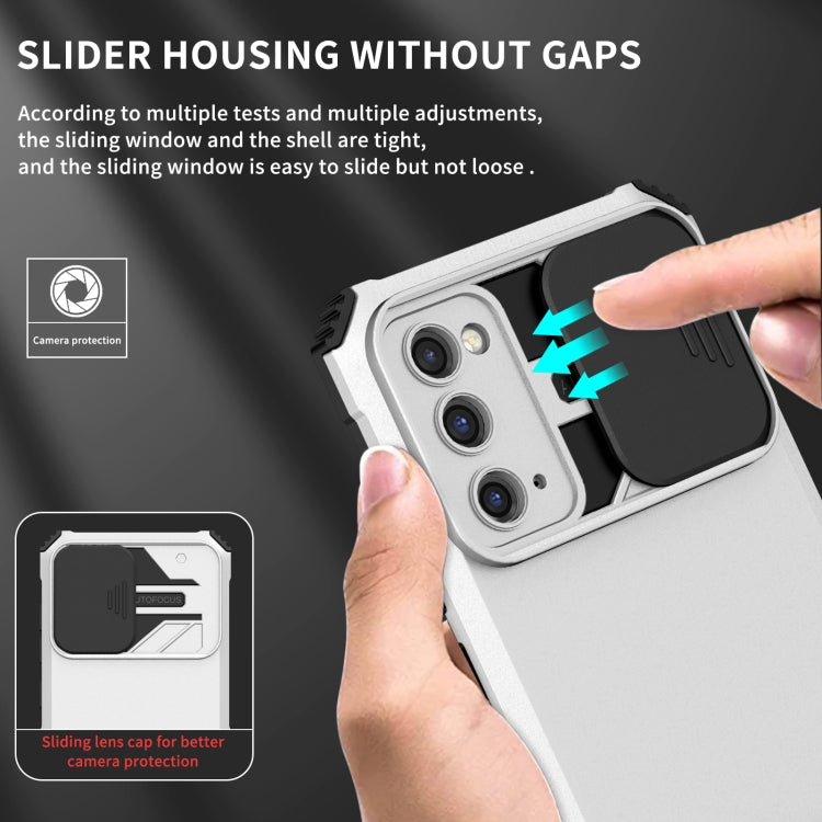 For Samsung Galaxy S20 FE Stereoscopic Holder Sliding Camshield Phone Case(White) - Galaxy S20 FE Cases by buy2fix | Online Shopping UK | buy2fix