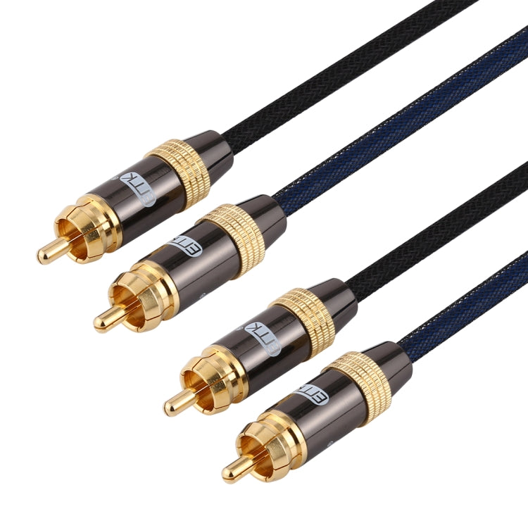 EMK 2 x RCA Male to 2 x RCA Male Gold Plated Connector Nylon Braid Coaxial Audio Cable for TV / Amplifier / Home Theater / DVD, Cable Length:1.5m(Black) -  by EMK | Online Shopping UK | buy2fix