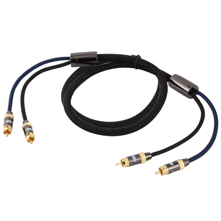 EMK 2 x RCA Male to 2 x RCA Male Gold Plated Connector Nylon Braid Coaxial Audio Cable for TV / Amplifier / Home Theater / DVD, Cable Length:1.5m(Black) -  by EMK | Online Shopping UK | buy2fix