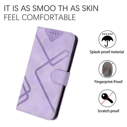 For Samsung Galaxy S23 Ultra 5G Line Pattern Skin Feel Leather Phone Case(Light Purple) - Galaxy S23 Ultra 5G Cases by buy2fix | Online Shopping UK | buy2fix