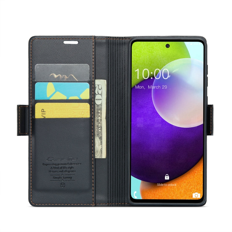 For Samsung Galaxy A52/A52s 5G CaseMe 023 Butterfly Buckle Litchi Texture RFID Anti-theft Leather Phone Case(Black) - Galaxy Phone Cases by CaseMe | Online Shopping UK | buy2fix