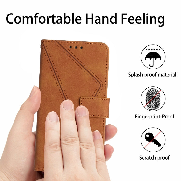 For Huawei P60 Pro Stitching Embossed Leather Phone Case(Brown) - Huawei Cases by buy2fix | Online Shopping UK | buy2fix