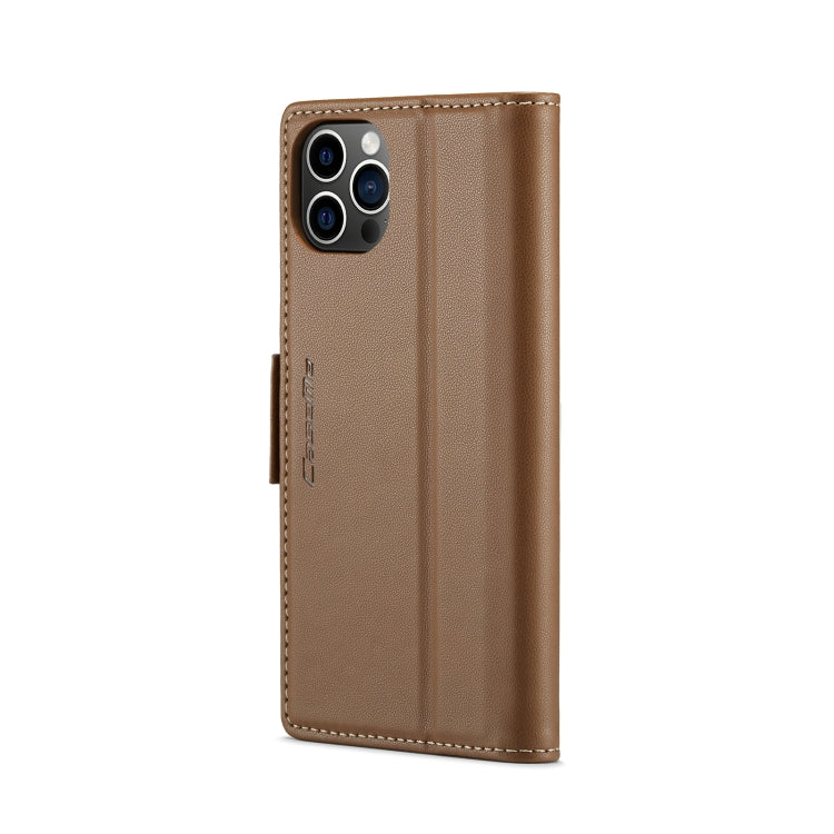 For iPhone 12 Pro Max CaseMe 023 Butterfly Buckle Litchi Texture RFID Anti-theft Leather Phone Case(Brown) - iPhone 12 Pro Max Cases by CaseMe | Online Shopping UK | buy2fix