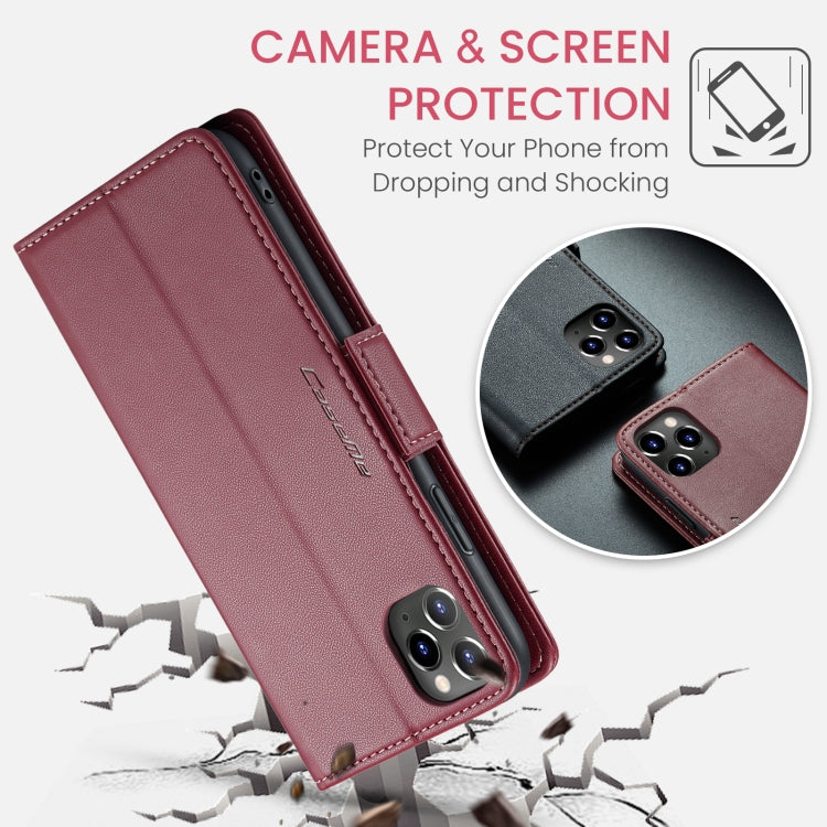 For iPhone 11 Pro CaseMe 023 Butterfly Buckle Litchi Texture RFID Anti-theft Leather Phone Case(Wine Red) - iPhone 11 Pro Cases by CaseMe | Online Shopping UK | buy2fix