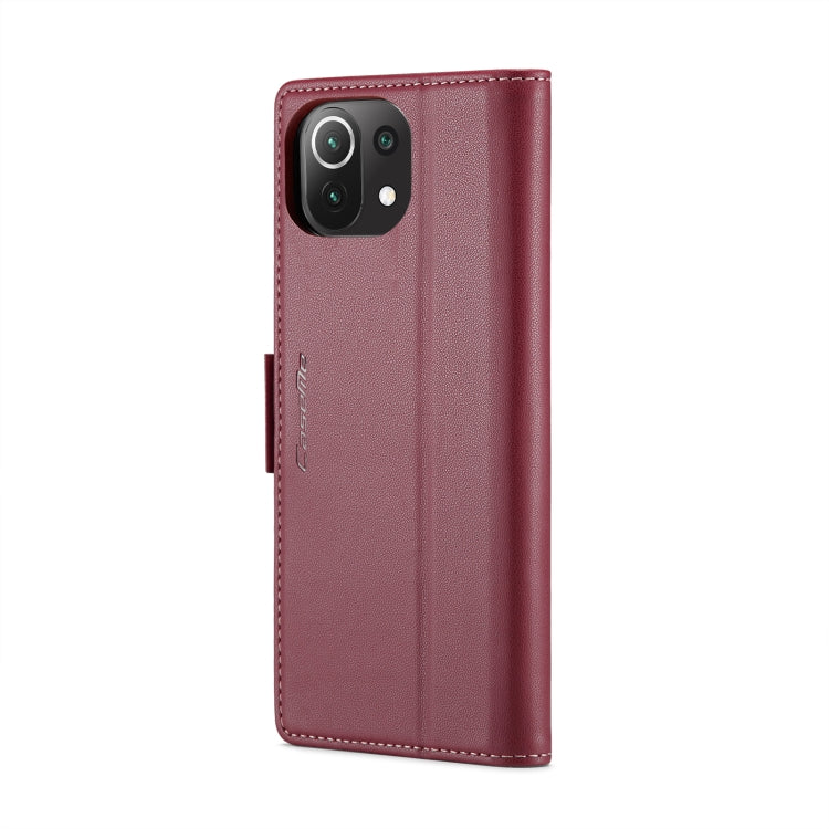 For Xiaomi Mi 11 Lite CaseMe 023 Butterfly Buckle Litchi Texture RFID Anti-theft Leather Phone Case(Wine Red) - Xiaomi Cases by CaseMe | Online Shopping UK | buy2fix