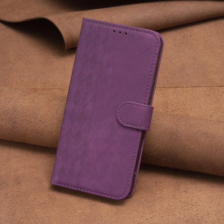 For Samsung Galaxy S22 5G Plaid Embossed Leather Phone Case(Purple) - Galaxy S22 5G Cases by buy2fix | Online Shopping UK | buy2fix
