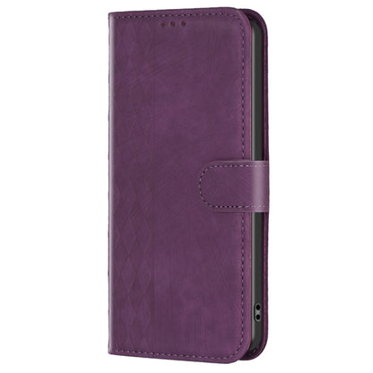 For Xiaomi 13 Plaid Embossed Leather Phone Case(Purple) - 13 Cases by buy2fix | Online Shopping UK | buy2fix
