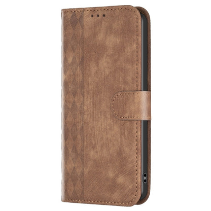 For Xiaomi Redmi Note 12 Pro Global Plaid Embossed Leather Phone Case(Brown) - Note 12 Pro Cases by buy2fix | Online Shopping UK | buy2fix