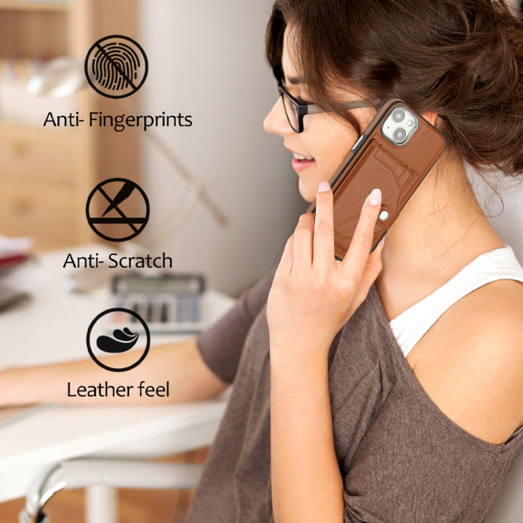 For iPhone 13 Shockproof Leather Phone Case with Card Holder(Brown) - iPhone 13 Cases by buy2fix | Online Shopping UK | buy2fix