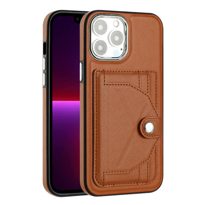 For iPhone 13 Pro Max Shockproof Leather Phone Case with Card Holder(Brown) - iPhone 13 Pro Max Cases by buy2fix | Online Shopping UK | buy2fix