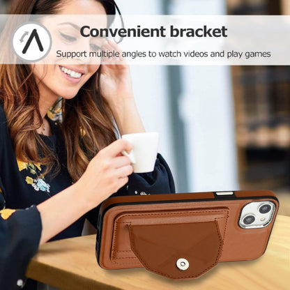 For iPhone 15 Plus Shockproof Leather Phone Case with Card Holder(Brown) - iPhone 15 Plus Cases by buy2fix | Online Shopping UK | buy2fix
