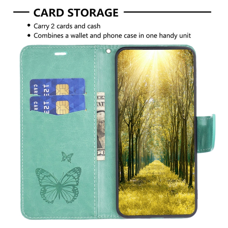 For Xiaomi Redmi Note 12S 4G / Note 11 Two Butterflies Embossing Leather Phone Case(Green) - Xiaomi Cases by buy2fix | Online Shopping UK | buy2fix