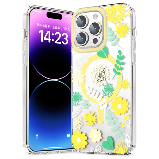 For iPhone 15 Pro Max MagSafe Magnetic TPU Phone Case(Yellow Chrysanthemum) - iPhone 15 Pro Max Cases by buy2fix | Online Shopping UK | buy2fix