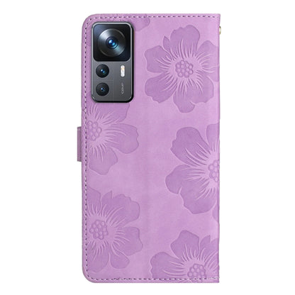For Xiaomi 12T  / 12T Pro Flower Embossing Pattern Leather Phone Case(Purple) - Xiaomi Cases by buy2fix | Online Shopping UK | buy2fix