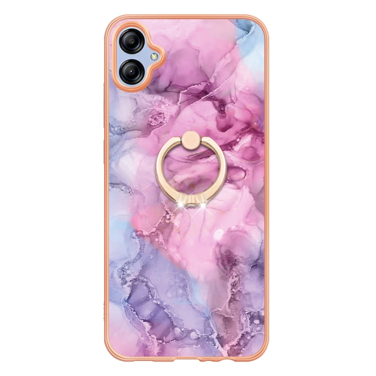 For Samsung Galaxy A04e Electroplating Marble Dual-side IMD Phone Case with Ring(Pink 013) - Galaxy Phone Cases by buy2fix | Online Shopping UK | buy2fix