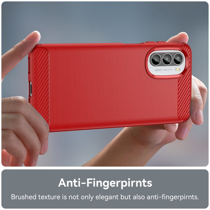 For Motorola Moto G52 Brushed Texture Carbon Fiber TPU Phone Case(Red) - Motorola Cases by buy2fix | Online Shopping UK | buy2fix