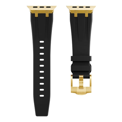 AP Silicone Watch Band For Apple Watch 38mm(Gold Black) - Watch Bands by buy2fix | Online Shopping UK | buy2fix