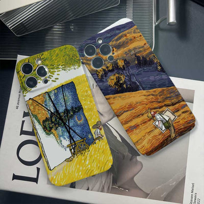 For iPhone 13 Pro Precise Hole Oil Painting Pattern PC Phone Case(Train) - iPhone 13 Pro Cases by buy2fix | Online Shopping UK | buy2fix