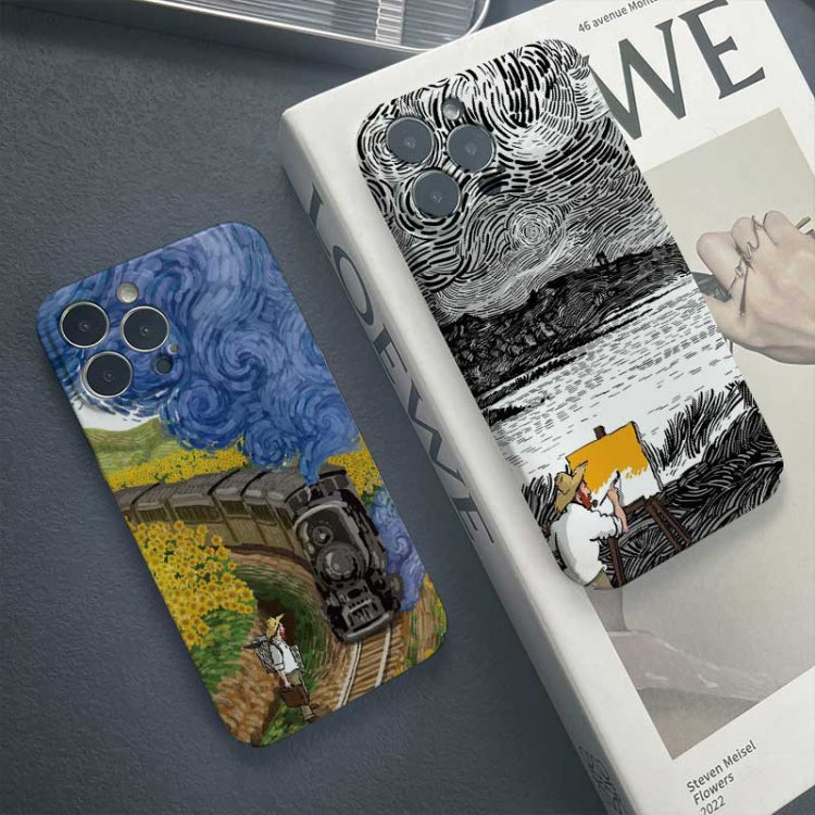 For iPhone 13 Pro Max Precise Hole Oil Painting Pattern PC Phone Case(Train) - iPhone 13 Pro Max Cases by buy2fix | Online Shopping UK | buy2fix