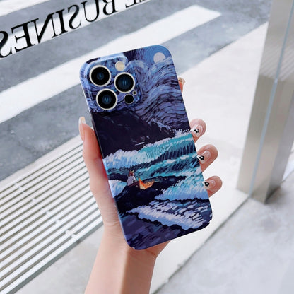 For iPhone 13 Pro Precise Hole Oil Painting Pattern PC Phone Case(Sea Wave) - iPhone 13 Pro Cases by buy2fix | Online Shopping UK | buy2fix