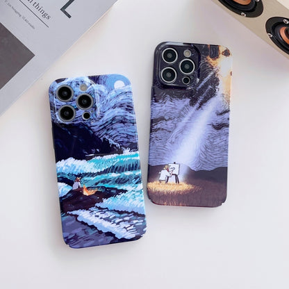 For iPhone 13 Pro Precise Hole Oil Painting Pattern PC Phone Case(Sea Wave) - iPhone 13 Pro Cases by buy2fix | Online Shopping UK | buy2fix