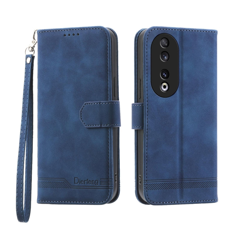 For Honor 90 5G Dierfeng Dream Line TPU + PU Leather Phone Case(Blue) - Honor Cases by buy2fix | Online Shopping UK | buy2fix