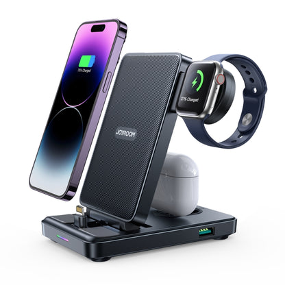 JOYROOM JR-WQS02 4 in 1 Wireless Charging Stand For iPhone / AirPods / Apple Watch Series(Black) - Wireless Charger by JOYROOM | Online Shopping UK | buy2fix