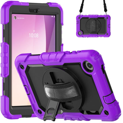 For Lenovo Tab M8 4th Gen Silicone Hybrid PC Tablet Case with Shoulder Strap(Purple) - For Lenovo by buy2fix | Online Shopping UK | buy2fix