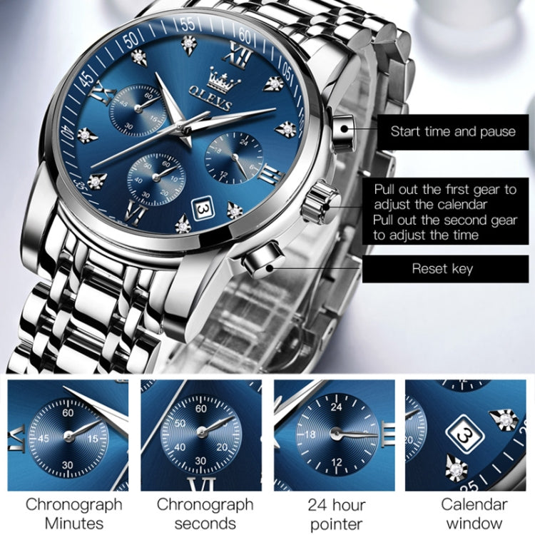 OLEVS 2858 Men Multifunctional Business Waterproof Quartz Watch(White) - Metal Strap Watches by OLEVS | Online Shopping UK | buy2fix