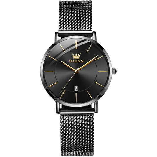 OLEVS 5869 Ladies Business Waterproof Steel Strap Quartz Watch(Black) - Metal Strap Watches by OLEVS | Online Shopping UK | buy2fix