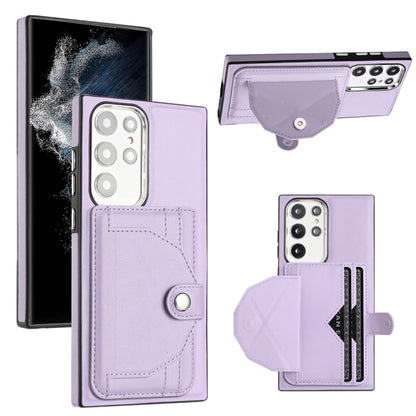 For Samsung Galaxy S23 Ultra Shockproof Leather Phone Case with Card Holder(Purple) - Galaxy S23 Ultra 5G Cases by buy2fix | Online Shopping UK | buy2fix