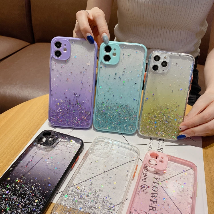 For iPhone 11 Starry Gradient Glitter Powder TPU Phone Case(Yellow) - iPhone 11 Cases by buy2fix | Online Shopping UK | buy2fix