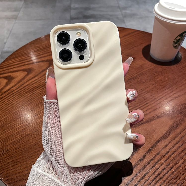 For iPhone 14 Pro Solid Color Wave Texture TPU Phone Case(Beige) - iPhone 14 Pro Cases by buy2fix | Online Shopping UK | buy2fix