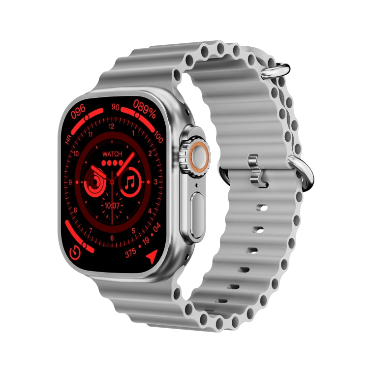 WS-E9 Ultra 2.2 inch IP67 Waterproof Metal Buckle Ocean Silicone Band Smart Watch, Support Heart Rate / NFC(Silver) - Smart Watches by buy2fix | Online Shopping UK | buy2fix