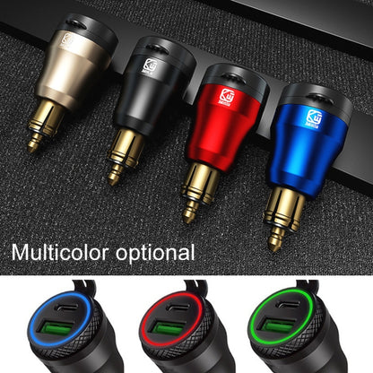 Motorcycle European-style Small-caliber Aluminum Alloy QC 3.0 + PD Fast Charge USB Charger, Shell Color:Red(Blue Light) - In Car by buy2fix | Online Shopping UK | buy2fix