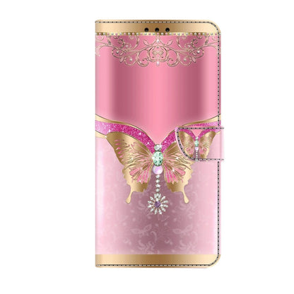 For Xiaomi Redmi Note 9 Crystal 3D Shockproof Protective Leather Phone Case(Pink Bottom Butterfly) - Xiaomi Cases by buy2fix | Online Shopping UK | buy2fix